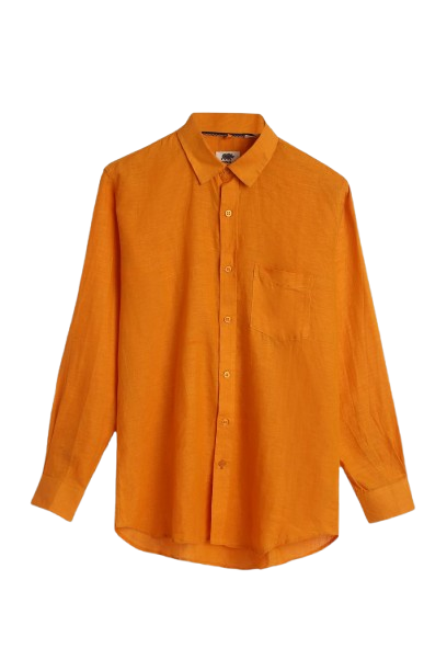 Close-up of blue cotton shirt with giraffe print detailing